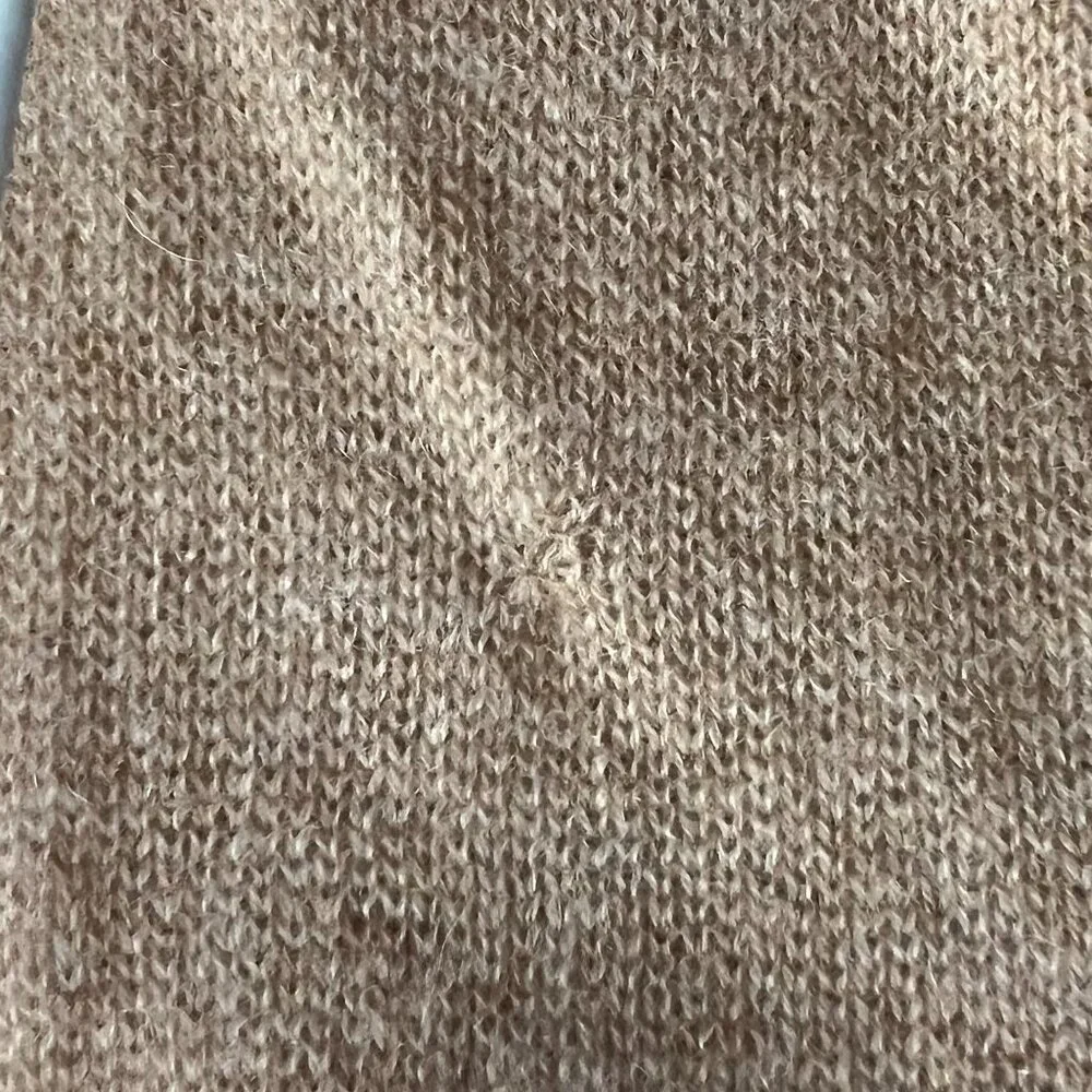 Minnie Rose Cashmere Frayed Edge V-Neck Sweater, Camel S